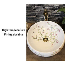 Fiori Uccelli Lavabo Ceramica, lavello Artistico Retro Adatto per Il Bagno di Un Hotel familiare