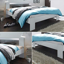 Stella Trading Vega-Elegante futon 140 x 200 cm – Comoda Camera da Letto Matrimoniale, Effetto, Colore, Rovere, Bianco/Cemento, 145 x 61 x 204 cm