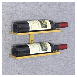 LYLSXY Wine Rack, cucina Vintage Wine Rack Parete vino supporto del metallo di bottiglie di vino display Mensola per bar/cucina/Cabinet Decor, Glod,2 Bottle,2 Bottle