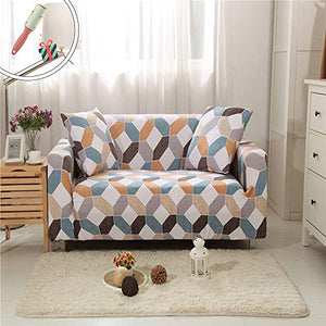 Morbuy Copridivano Geometria Elasticizzato Fodera Copridivani Universale per Divano con Corda Fissa Sofa Protettore Copertura Divano Antiscivolo (3 posti,Mattoni di Pietra)