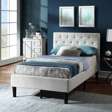 HLOEC Letto a piattaforma in morbido lino/letto matrimoniale/letto matrimoniale con testiera/copriletto (beige)