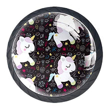 Set di 4 maniglie rotonde per armadio da cucina, credenza, cassettiera, cassettiera, con viti, per cucina, comò, armadietto, bagno, armadio, galassia unicorno, cavalli astronauro Spaces Planet