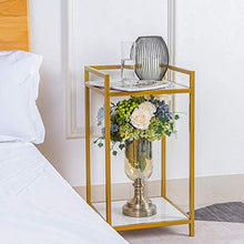 Juan Soggiorno Square Table Side Nordic Modern 2 Tier Marble Corner Camera da Letto Camera da Letto Comodino Display Plant Stand, 35x35x65cm