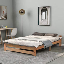Keebgyy Letto in legno massiccio con testiera e rete a doghe, naturale (200 x 140 cm)