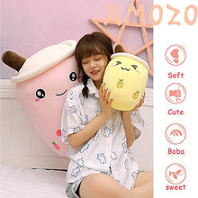 AMOZO Simpatico Cartone Animato Boba Milk Tea Morbida Bambola di Peluche, Giant Boba Bubble Plushie Farcito Tazza di tè Cuscino Regalo Giocattoli (Pink,24cm)