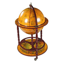 Design Toscano Mappamondo - replica italiana del sedicesimo secolo Mobile Bar dotato di rotelle, MDF e legno, seppia, 96,5 cm