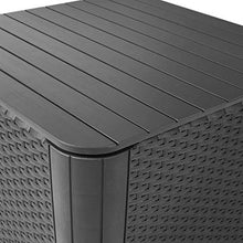 Keter Luzon Plus Flat Wicker Tavolino Contenitore da Giardino, Grafite