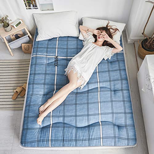 Nileco Full Size Materassino Trapuntato,Twin Pad Giapponese Pieghevole Tatami Tappetino Traspirabilità Coprimaterasso Dormitorio per Studenti Home Floor-e 90x200cm(35x79inch)