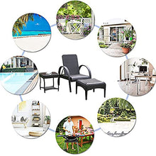 AAGYJ Set di 2 sedie da Giardino in Rattan per Esterni in Vimini Set di sedie a Sdraio Regolabili a Bordo Piscina con Pedale e tavolino, per Patio Cortile Portico Giardino a Bordo Piscina