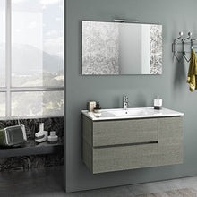 sodani Mobile da Bagno Sospeso con Lavabo Specchio e Lampada a LED FEBE Grigio Rè di Londra