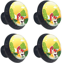 Cartoon Cow Farm Tree Cloud Yard Pomelli per Porta Set di 4 Pomelli per Mobili Manopole per Cassetti Cucina Armadio Vetro