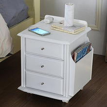 ChengLao - Comodino Comodino Comodino in Legno massello Bianco Armadietti a rotelle universali con cassetto Armadietto di Sicurezza