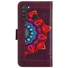 ikasus Cover Compatibile con Samsung Galaxy A21S Custodia Motivo Floreale Custodia a Portafoglio in Pelle PU con Cavalletto e Custodia a Libro,Rosso