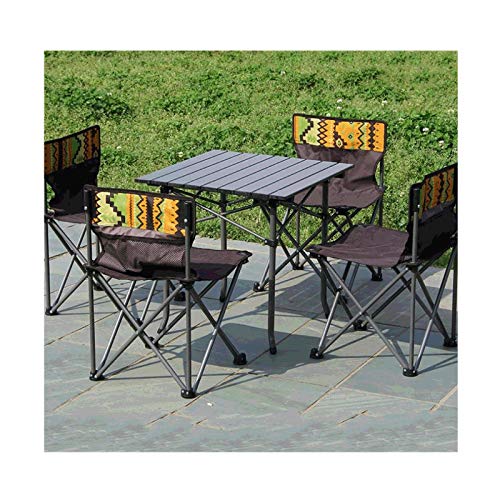 Set Tavolo e Sedia da Esterno Tavoli e sedie da Campeggio Ultraleggero da Esterno a Cinque Pezzi, tavoli e sedie Portatili per Viaggi Auto-Guida, sedie da Campeggio Barbecue Portatile