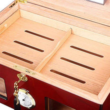 YHNJI - Portasigari in vetro, contenitore per umidificatore, igrometro, custodia in legno di cedro per il controllo dell'umidità