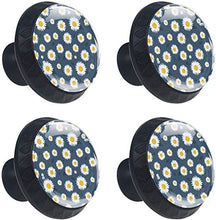 White Little Daisy Pattern Grigio scuro Pomelli per Porta Set di 4 Pomelli per Mobili Manopole per Cassetti Cucina Armadio Vetro