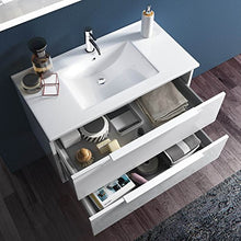 tft Mobile da Bagno Sospeso con Lavabo Specchio e Lampada a LED Luna Bianco Lucido
