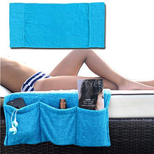 JEMIDI - Organizer in Spugna per Lettino, in Cotone, con 5 Tasche Laterali,da Sole e da Giardino, Spiaggia, Vacanze, Telo da Spiaggia, Turchese