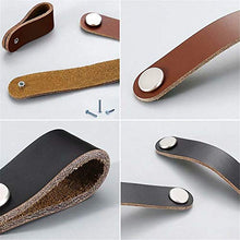 Creatwls Set di 6 maniglie in pelle sintetica per mobili e armadi, per camera da letto, armadietto, in pelle, per cucina, armadietto, armadietti, maniglie in pelle