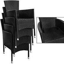 Deuba Tavolo e sedie da Giardino Rattan Cuscini 8 sedie impilabili Set mobili Esterno Giardino Balcone terrazzo Patio
