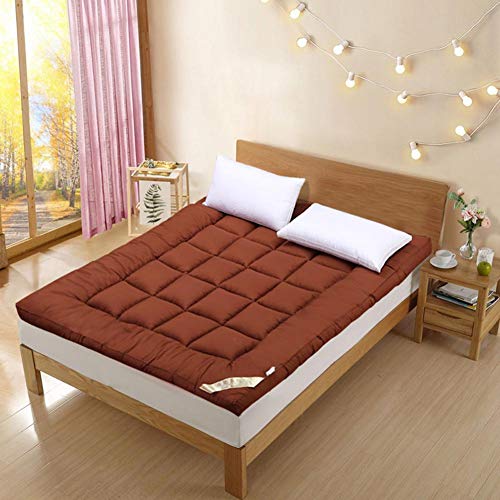 LoveHouse, materasso futon a pavimento spesso, con Qulited, tappetino da campeggio portatile Tatami, materassino pieghevole da 100 x 200 cm, colore: caffè