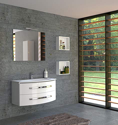 MOBILE CON LAVABO PER BAGNO SERIE MARBELLA 90 CM (Noce Tranchè)