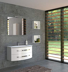 MOBILE CON LAVABO PER BAGNO SERIE MARBELLA 90 CM (Noce Tranchè)
