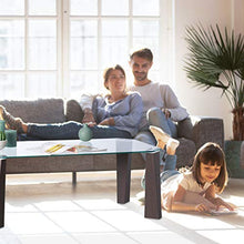 Relaxdays Tavolino da Divano, Gambe in MDF, Ripiano in Vetro Temperato, Moderno, 110x60x40 cm, Trasparente/Marrone, 1 Pz