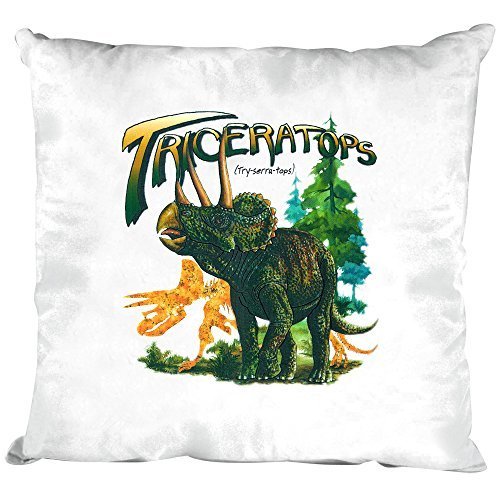 Fan-O-Menal Textilien Cuscini Decorativi con Stampa - Dinosauri Triceratopo - Misura Circa 40x 40 cm K12758 - Bianco, 40 x 40 cm