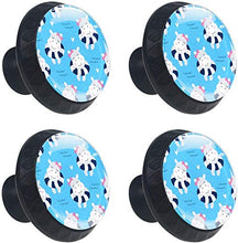 Ragazze dell'ippopotamo che nuotano acqua blu Pomelli per Porta Set di 4 Pomelli per Mobili Manopole per Cassetti Cucina Armadio Vetro