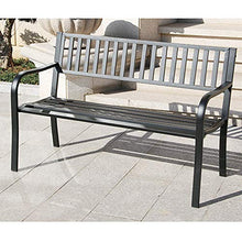 outdoor product Panca da Giardino in Metallo per Esterno，Panchina da Esterno con Schienale E Braccioli,Panca D'ingresso per Esterni con Balcone Decorativo，per Cortile/Portico/Passaggio di Lavoro