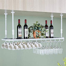 LDM Portabicchieri, Bottiglia di Vino da Appendere al soffitto, Calice, Portaoggetti per Tazze Scaffale sospeso Bar Arredamento Cucina - Struttura in Metallo Bianco (Dimensioni: 80 cm)