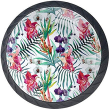 Foglia e fiore tropicali Pomelli per Porta Set di 4 Pomelli per Mobili Manopole per Cassetti Cucina Armadio Vetro