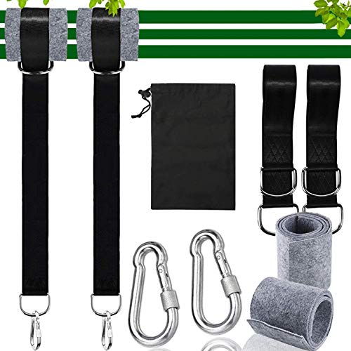 ZXT Cinghie per Amaca All'aperto, Kit di Fissaggio Altalena,150cm Cinghie Altalena Kit di Fissaggio Altalena con Moschettoni di Protezione Dell'albero di Sicurezza, Adatta Altalene e Amache