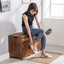 YANG Wooden Shoe Rack Imbottito Change Scarpe Panca Bagagli Petto poggiapiedi Guardaroba Dressing Table Sgabello ottomano Carico Massimo 250kg, 60x32.5x49cm