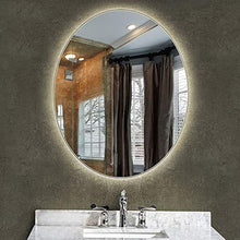 Specchio da Bagno con LED Illuminazione Luce Parete Specchi Ovale Trucco Illuminato Cosmetico Anti Nebbia Interruttore Tattile