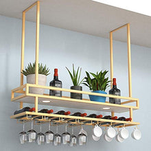 HLL Wine Rack, Organizzare cucina appeso Wine Rack, soffitto Hanging Shelf Hanger, Parete galleggianti mensole di ferro per Bar Ristoranti Cucine,Oro,80 × 30 × 80 cm