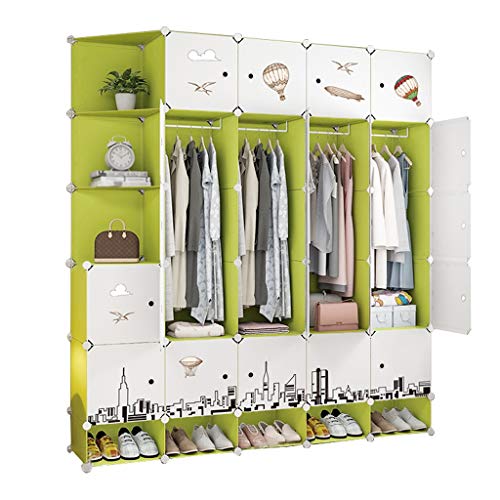 Locker in Piedi Armadio Armadio Scarpe-Bit Hanging Archivi Rimovibili di Plastica Withdoor Scaffali Divide-Grid Abbigliamento Home Camera Verde MUMUJIN (Size : 183X47X201CM)