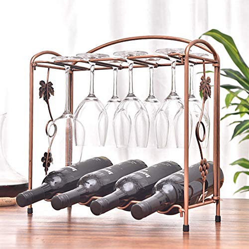 Portabottiglie Con Supporto Per Bicchiere Di Vino, Per 4 Bottiglie, Estraibile Multifunzionale in Stile Europeo, in Ferro Battuto, Contenitore Da Cucina