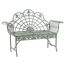 Panchina da terrazza all'aperto parco panchina retrò, Panca da giardino in metallo impermeabile e resistente al sole, Panca decorativa da patio con schienale e braccioli. Può ospitare 1-2 persone