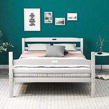 belupai Letto matrimoniale in legno con rete a doghe, testiera con maniglia, per bambini, ragazzi e adulti, colore bianco (200 x 140 cm)
