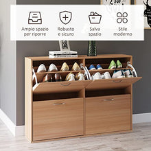 HOMCOM Scarpiera Salvaspazio Capacità 24 Ingresso e Camera da Letto Legno 120x24x81cm