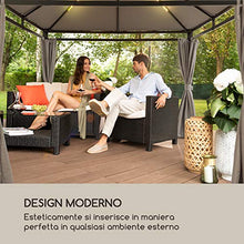 blumfeldt Pantheon Illumina - Gazebo, Pergola, Tubi in Alluminio, Tettuccio: 3x3 m, BrightNightTopLight: Luce LED Colorata, Paletti Angolari 9 x 9 cm, Senza Pareti Laterali, Nero