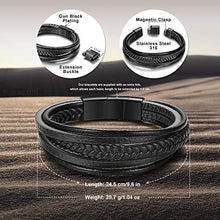 Notting Hill Bracciale Uomo Bracciale in Pelle Intrecciata Braccialetti in Polsino da Polso Personalizzati Bracciali con Chiusura Magnetica Regali Uomo di Compleanno Regali di Natale