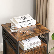 VASAGLE Tavolino, 40 x 40 x 60 cm, Comodino con Ripiano Aperto e Scomparto di Organizzazione, per Soggioro, Camera da Letto, Industriale, Marrone Vintage e Nero LET068B01