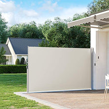 SONGMICS Tenda Laterale 200 x 350 cm (A x L), Tenda Avvolgibile per Balcone e Terrazzo, Protezione Privacy, Frangivista, Parasole, Separatore, Beige GSA205E02
