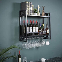 Leifeng Tower Classico Wine Rack Ferro Battuto Materiale Wall Hanging Wine Rack Capovolto Doppio Europeo Ferro battuto Rack Wall Hanging Wine Rack (Color : Black)