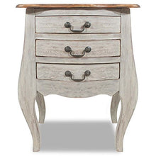 Festnight Comodino Stile Retro' Antico Elegante Bianco in Legno Massello di Recupero con 3 Pianni di Cassetti 48x35x64 cm da Camera da Letto Fatto a Mano