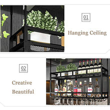 zxcvb Portabottiglie da Soffitto A 2 Livelli Iron Art con Supporto in Vetro Height Altezza Regolabile （30-60 Cm） Portaoggetti per La Casa ， Supporto per Calici Multifunzione Rovesciato