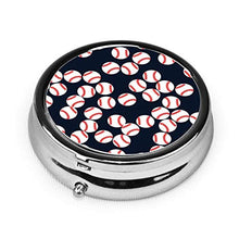 Scatola rotonda per medicina portatile, mini pillole in metallo, dispenser per pillole, borsa da tasca, regalo da viaggio, baseball